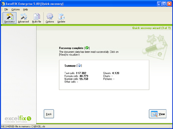 ExcelFIX Data Recovery Screenshot